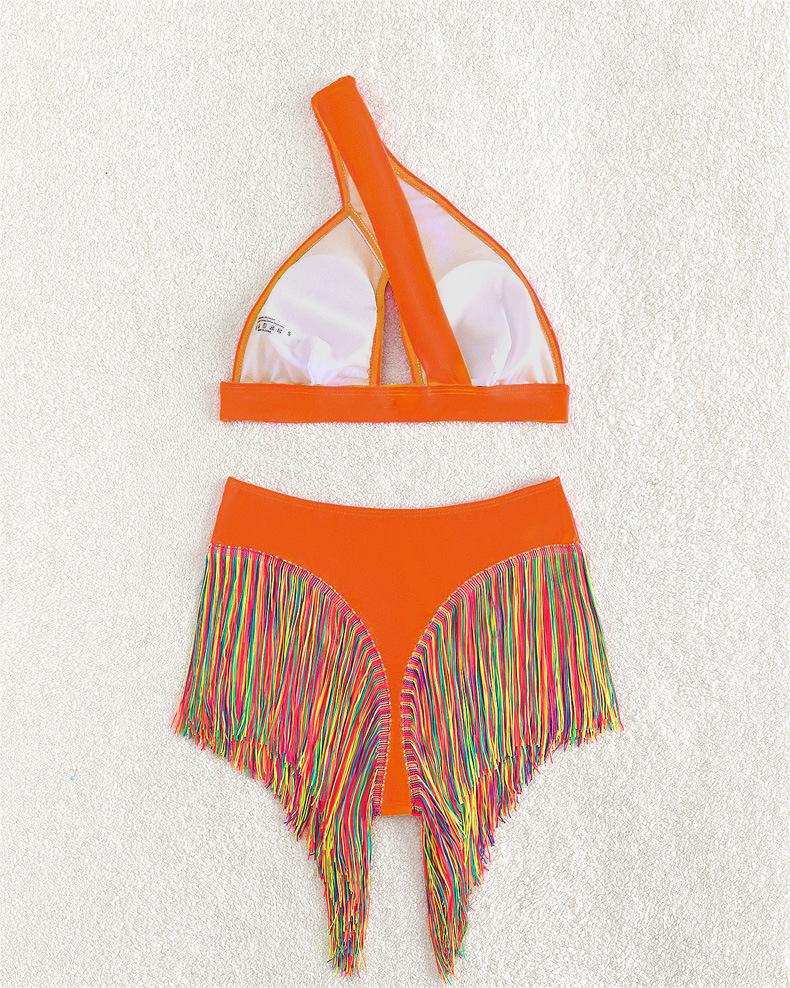 Bikini Sexy Swimsuit Women Solid Color One Shoulder Tassel Swimsuit Swimsuit Bella Mia