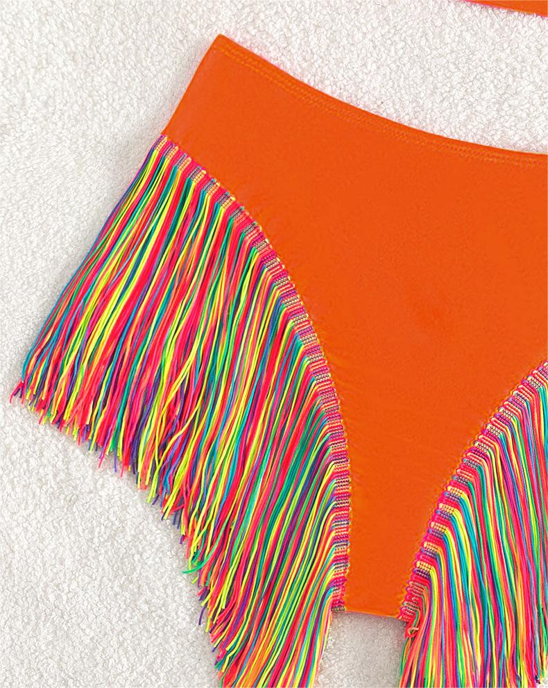 Bikini Sexy Swimsuit Women Solid Color One Shoulder Tassel Swimsuit Swimsuit Bella Mia