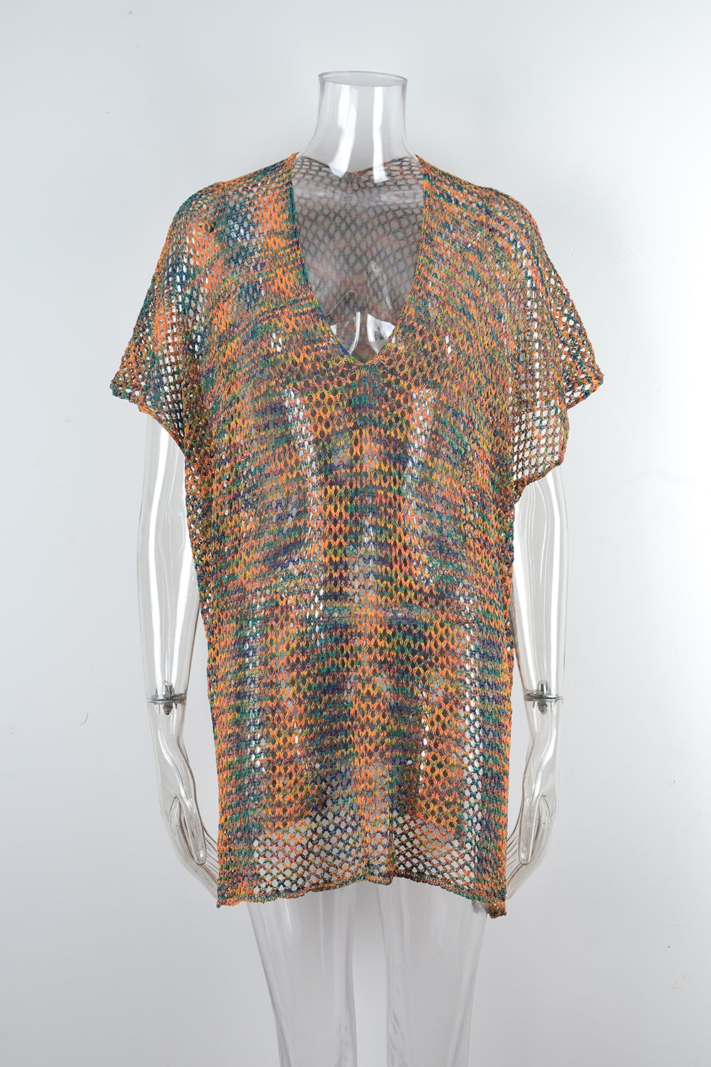 Summer Beach Cover Up Gradient Hollow Out Cutout Knitted Sun Protection Shirt Blouse Bella Mia