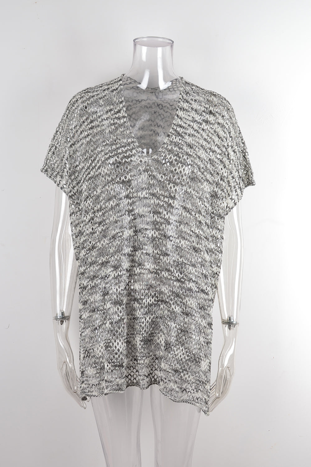 Summer Beach Cover Up Gradient Hollow Out Cutout Knitted Sun Protection Shirt Blouse Bella Mia