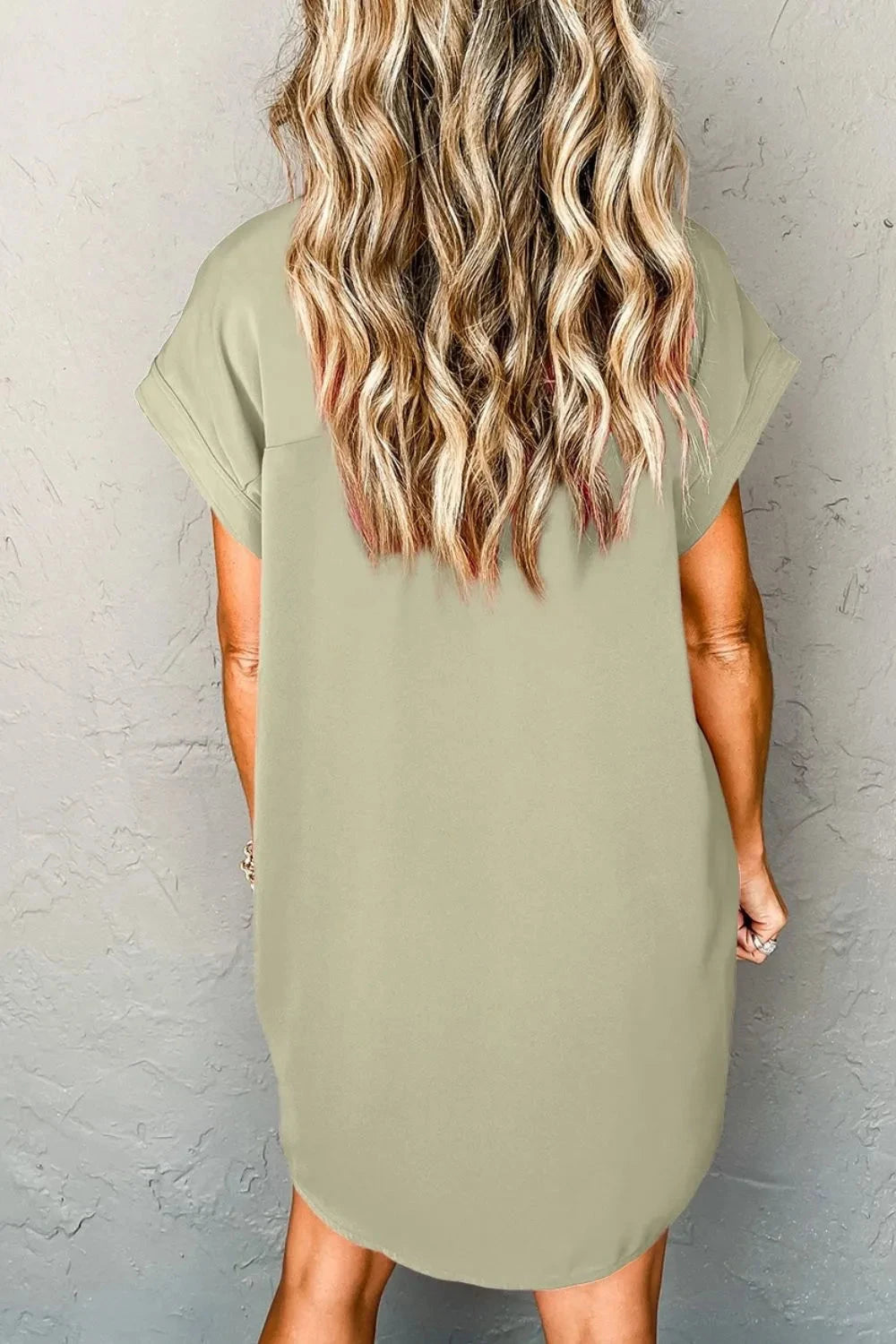 Collared Neck Short Sleeve Mini Dress Simply Love