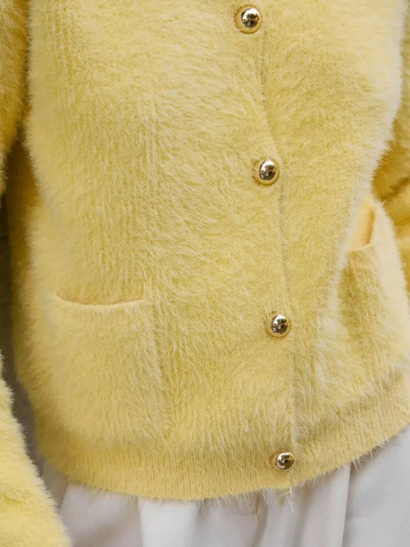 Fluffy Knit Button Up Cardigan Simply Love