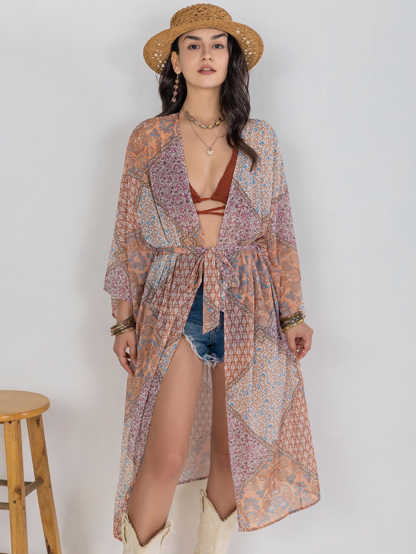 Women Bohemian Loose Casual Kimono Blouse Bella Mia