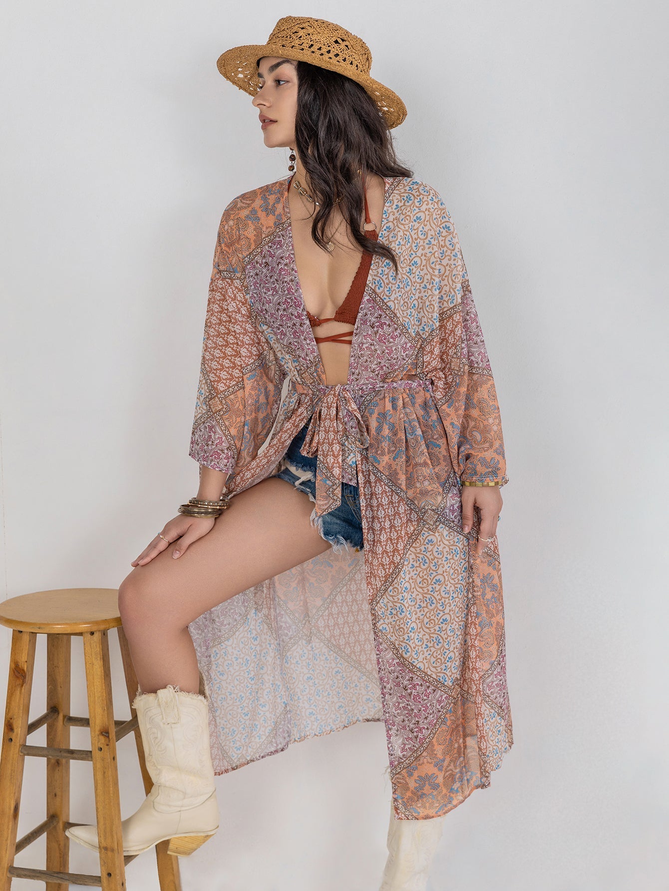 Women Bohemian Loose Casual Kimono Blouse Bella Mia
