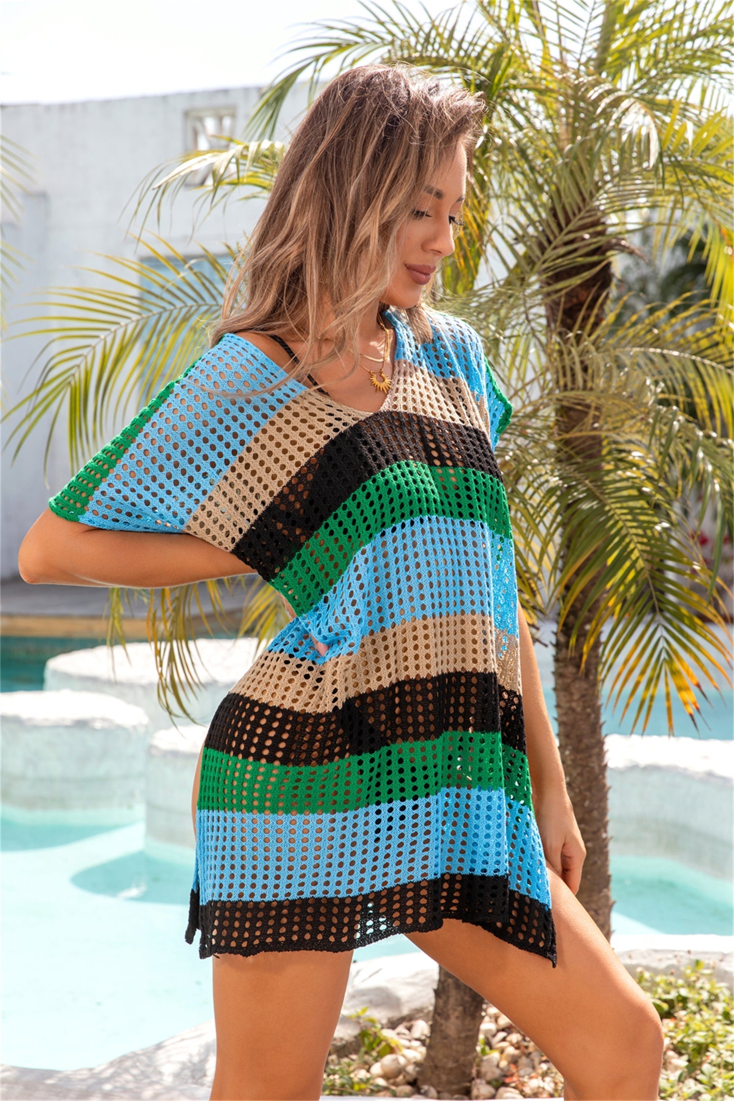 Summer Women Clothing Beach Shirt Loose Multicolor Beach Cover Up Vacation Sun Protection Clothing Bella Mia