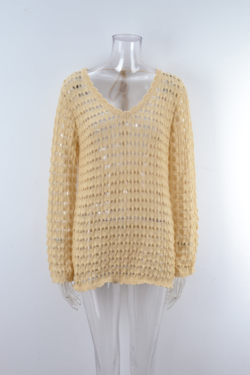 Summer Women Clothing Beach Shirt Hollow Out Cutout Long Sleeve Seaside Vacation Swimsuit Sun Protective Blouse Bella Mia