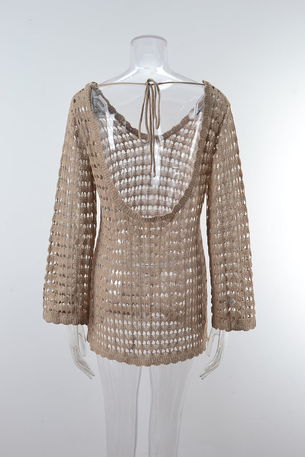 Summer Women Clothing Beach Shirt Hollow Out Cutout Long Sleeve Seaside Vacation Swimsuit Sun Protective Blouse Bella Mia