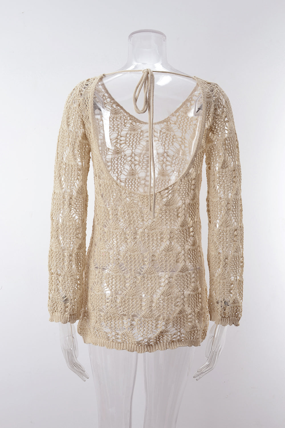 Summer Hollow Out Cutout out Stitching Beach Bikini Sun Protection Clothing Oversized Knit Blouse Bella Mia