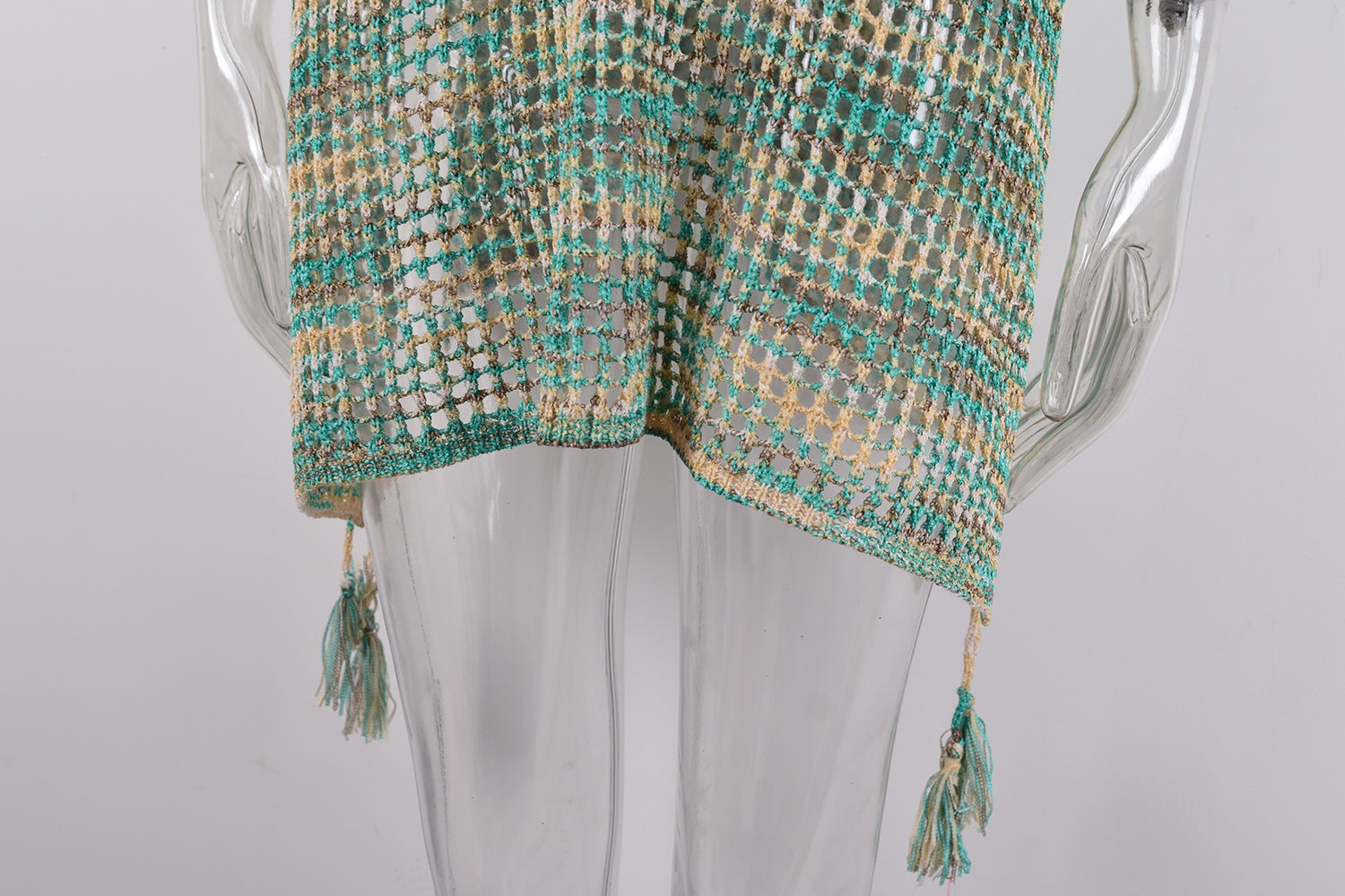 Women Summer Drawstring Loose Beach Cover up Hollow Out Cutout out Knitting Bikini Vacation Sun Protection Clothing Bella Mia