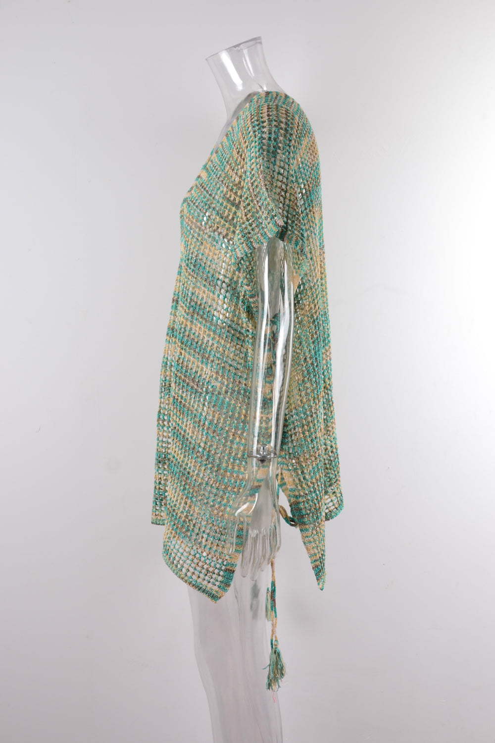 Women Summer Drawstring Loose Beach Cover up Hollow Out Cutout out Knitting Bikini Vacation Sun Protection Clothing Bella Mia