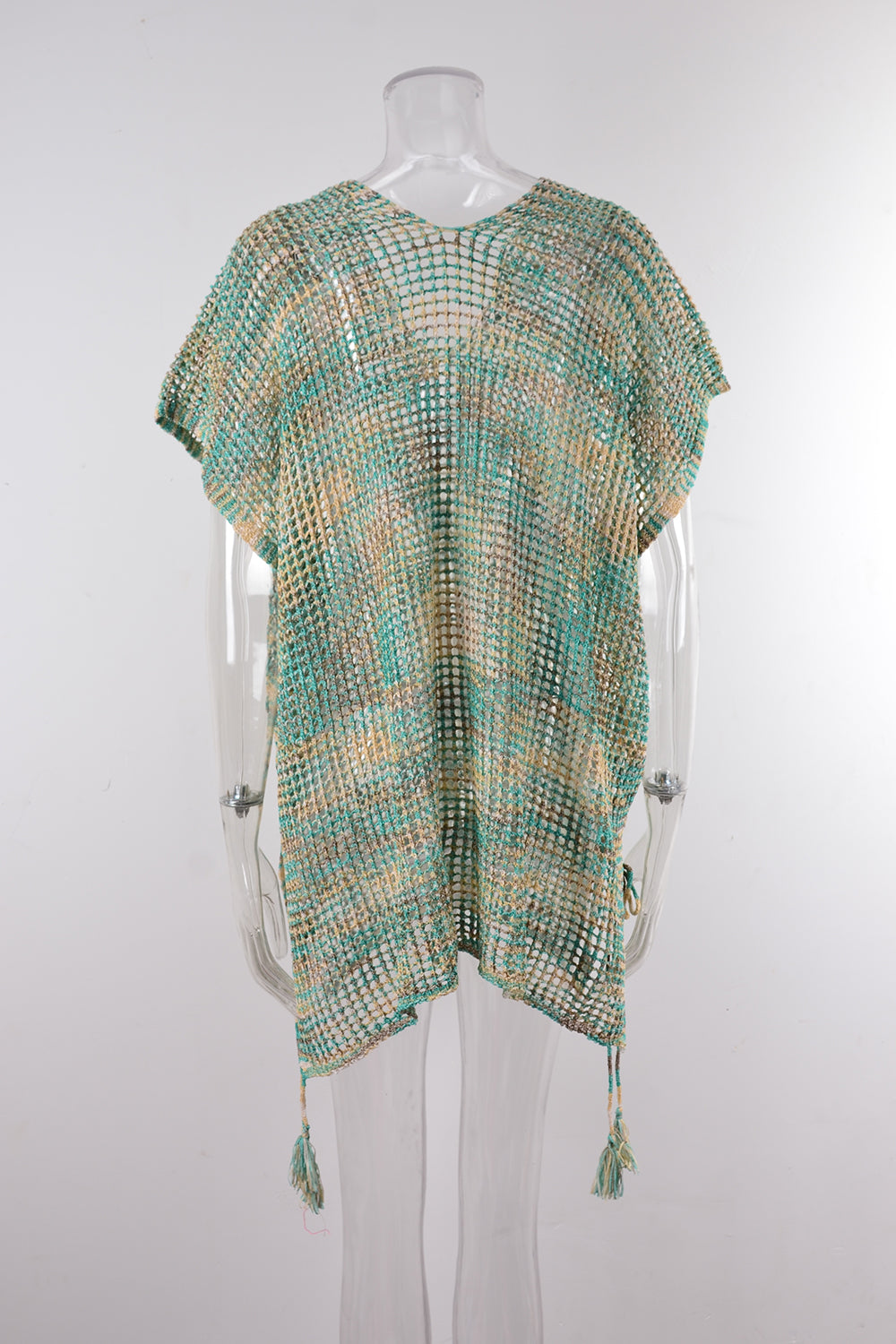 Women Summer Drawstring Loose Beach Cover up Hollow Out Cutout out Knitting Bikini Vacation Sun Protection Clothing Bella Mia