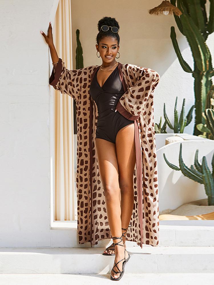 Rayon Printed Beach Cover up Sexy Cardigan Loose Vacation Sun Protection Shirt Beach Cover Up Bella Mia