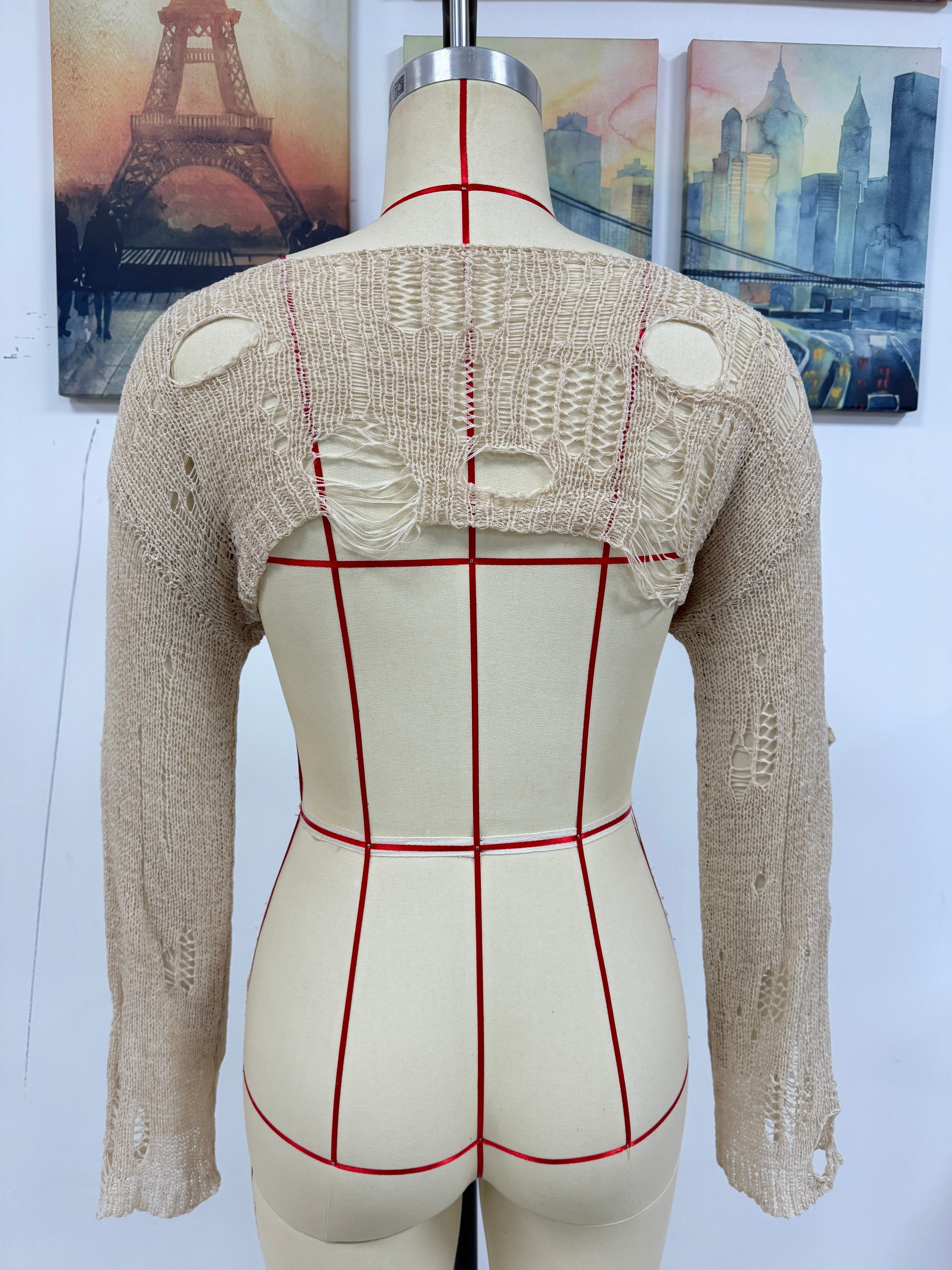 Spring Summer Beach Cover Up Solid Color Ultra Short Bell Sleeve Women Knitwear Bella Mia