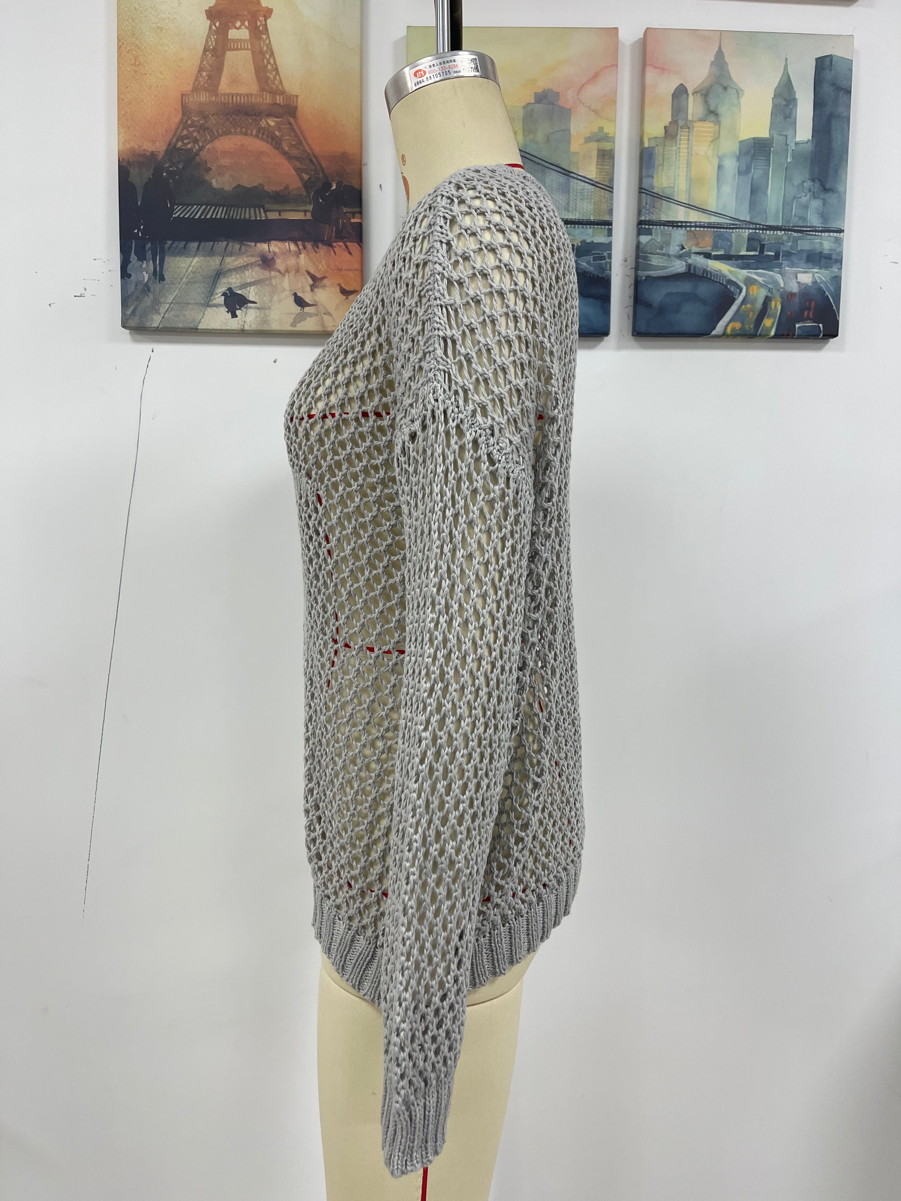 Summer Women Round Neck Five Pointed Star Sexy Cutout Pullover Women Knitwear Bella Mia