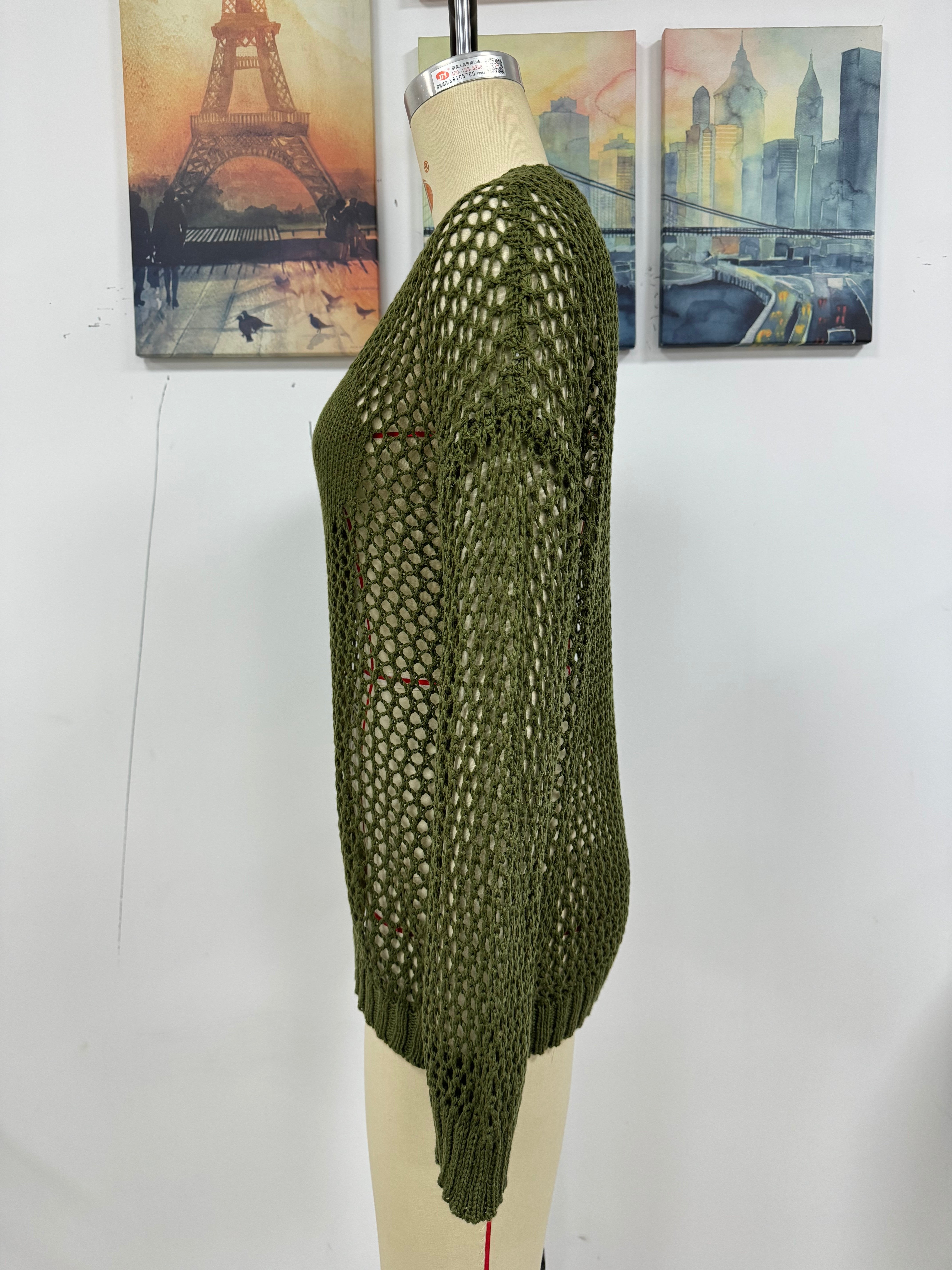 Summer Women Knitwear Round Neck Love Beach Cover Up Vacation Solid Color Women Knitwear Bella Mia