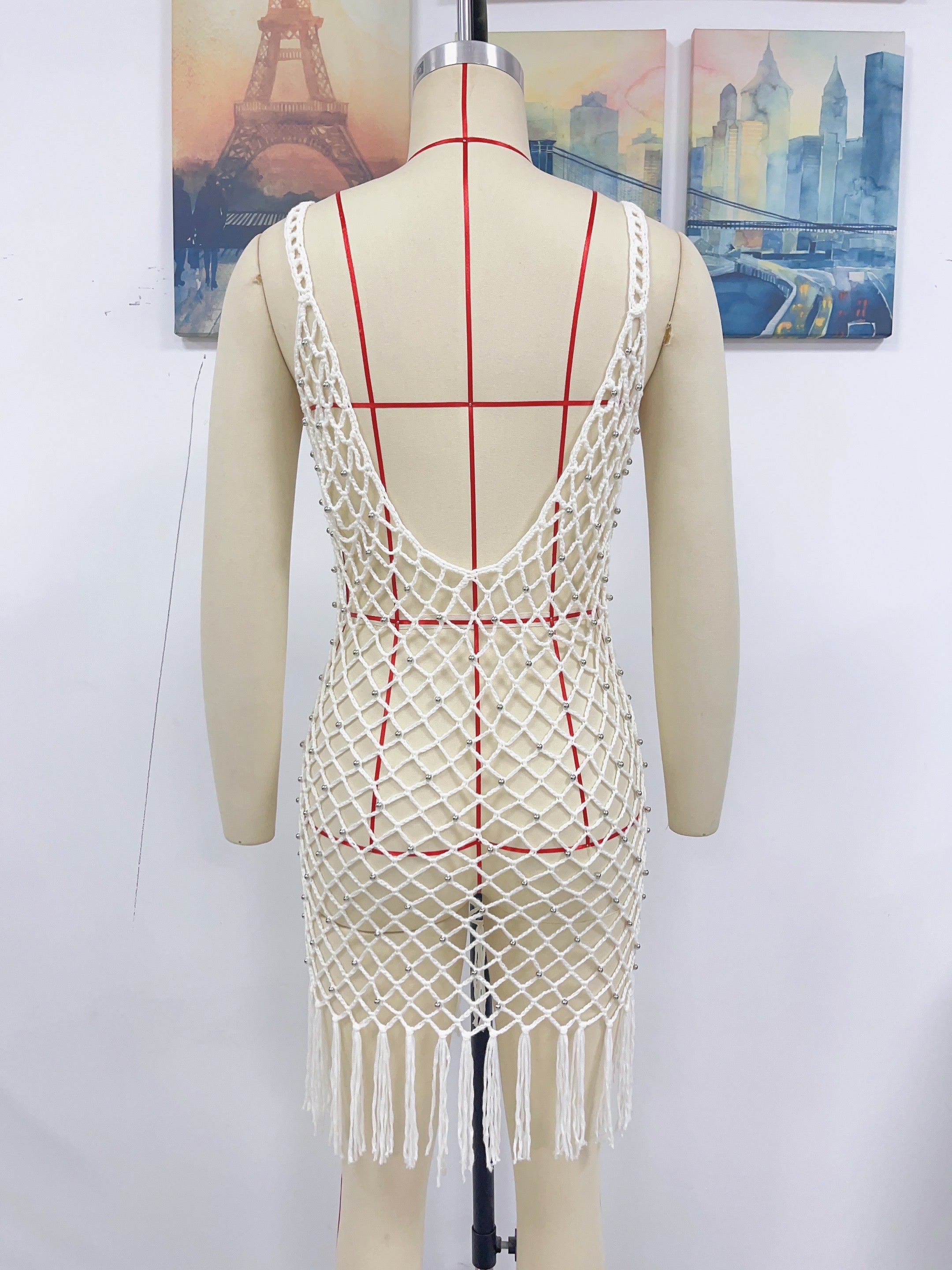 Spring Summer Spring Summer Camisole Sexy Beach Blouse Solid Color Hand Crocheting Tassel Blouse Bella Mia