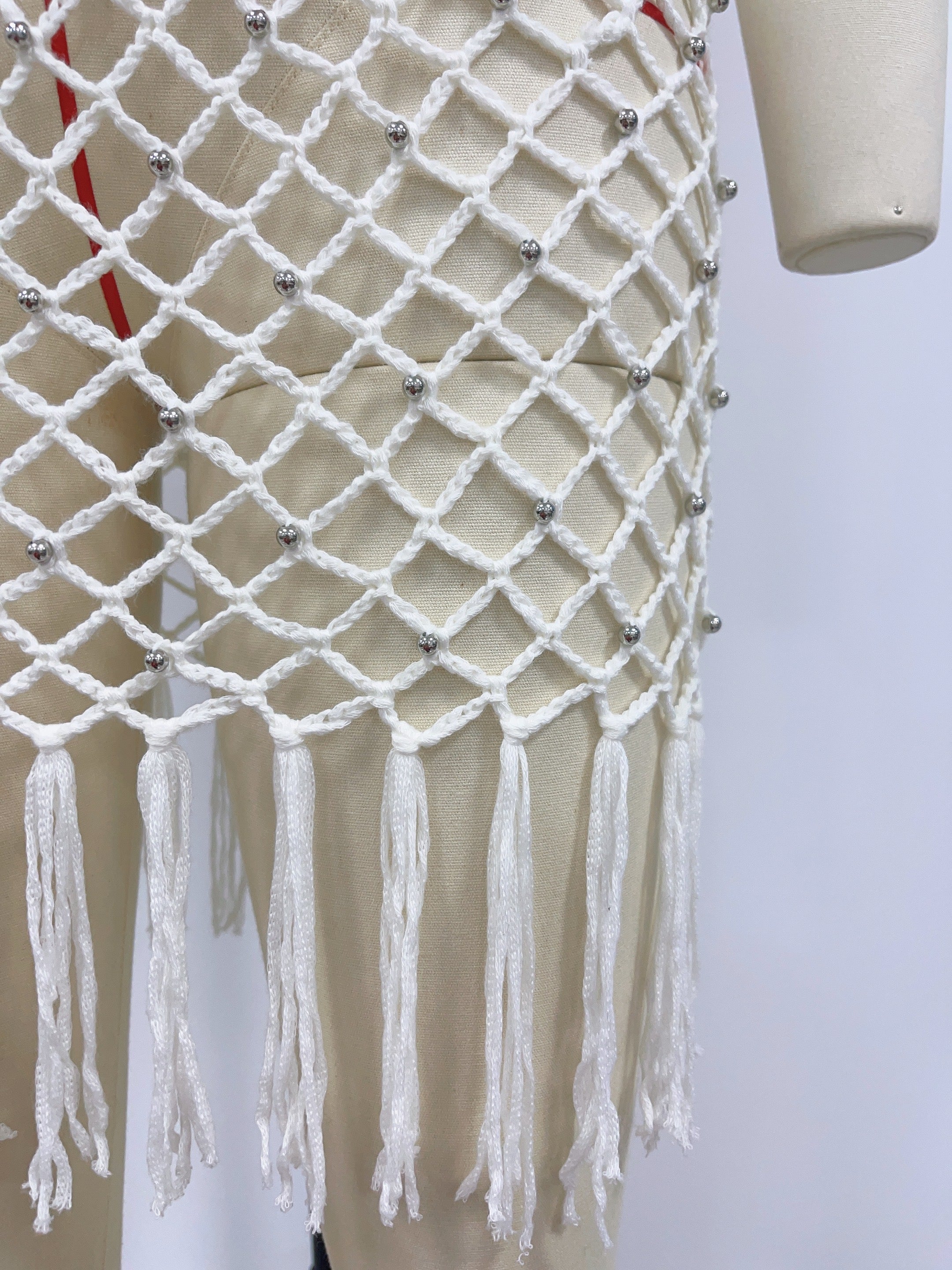 Spring Summer Spring Summer Camisole Sexy Beach Blouse Solid Color Hand Crocheting Tassel Blouse Bella Mia