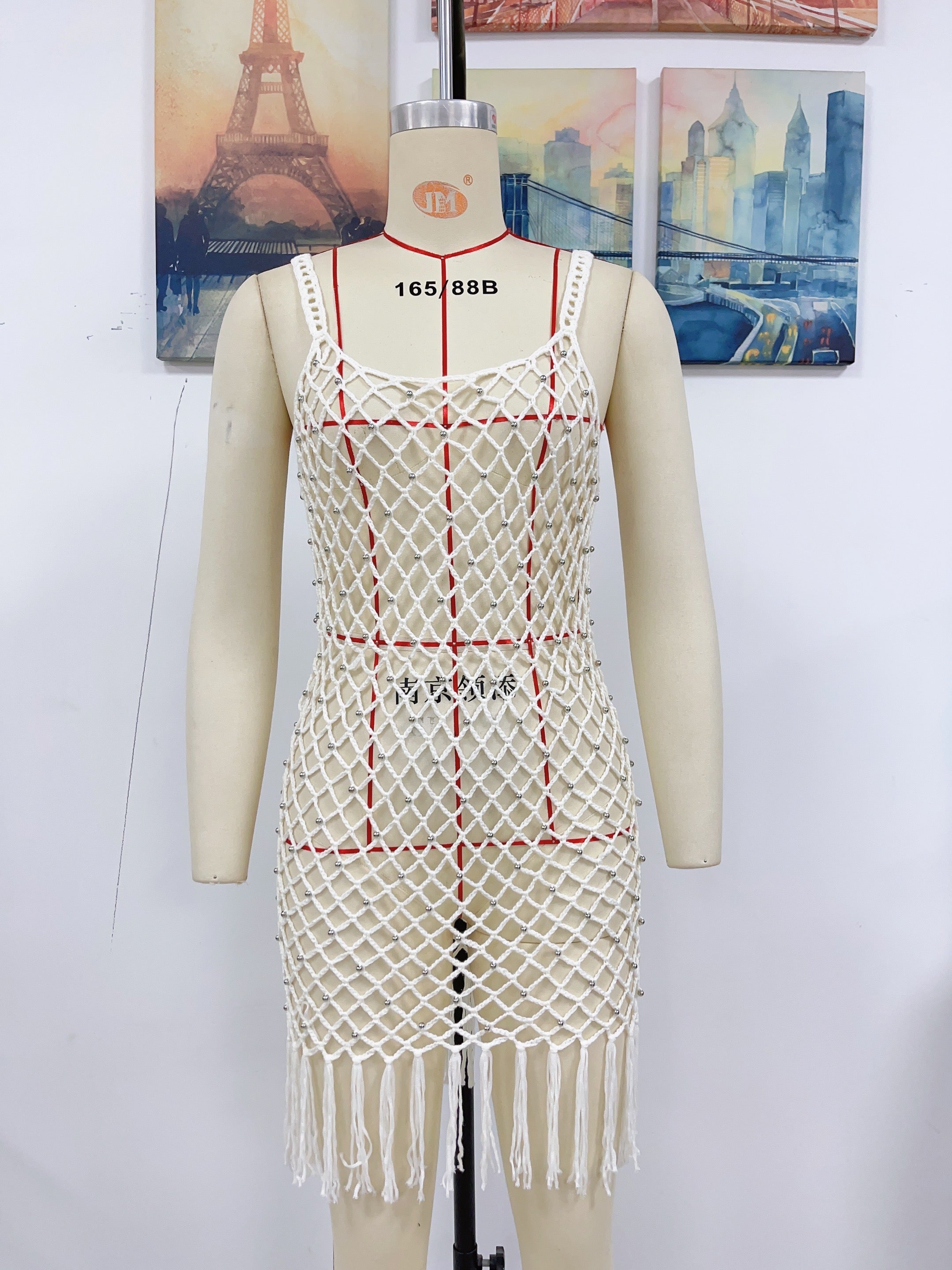 Spring Summer Spring Summer Camisole Sexy Beach Blouse Solid Color Hand Crocheting Tassel Blouse Bella Mia