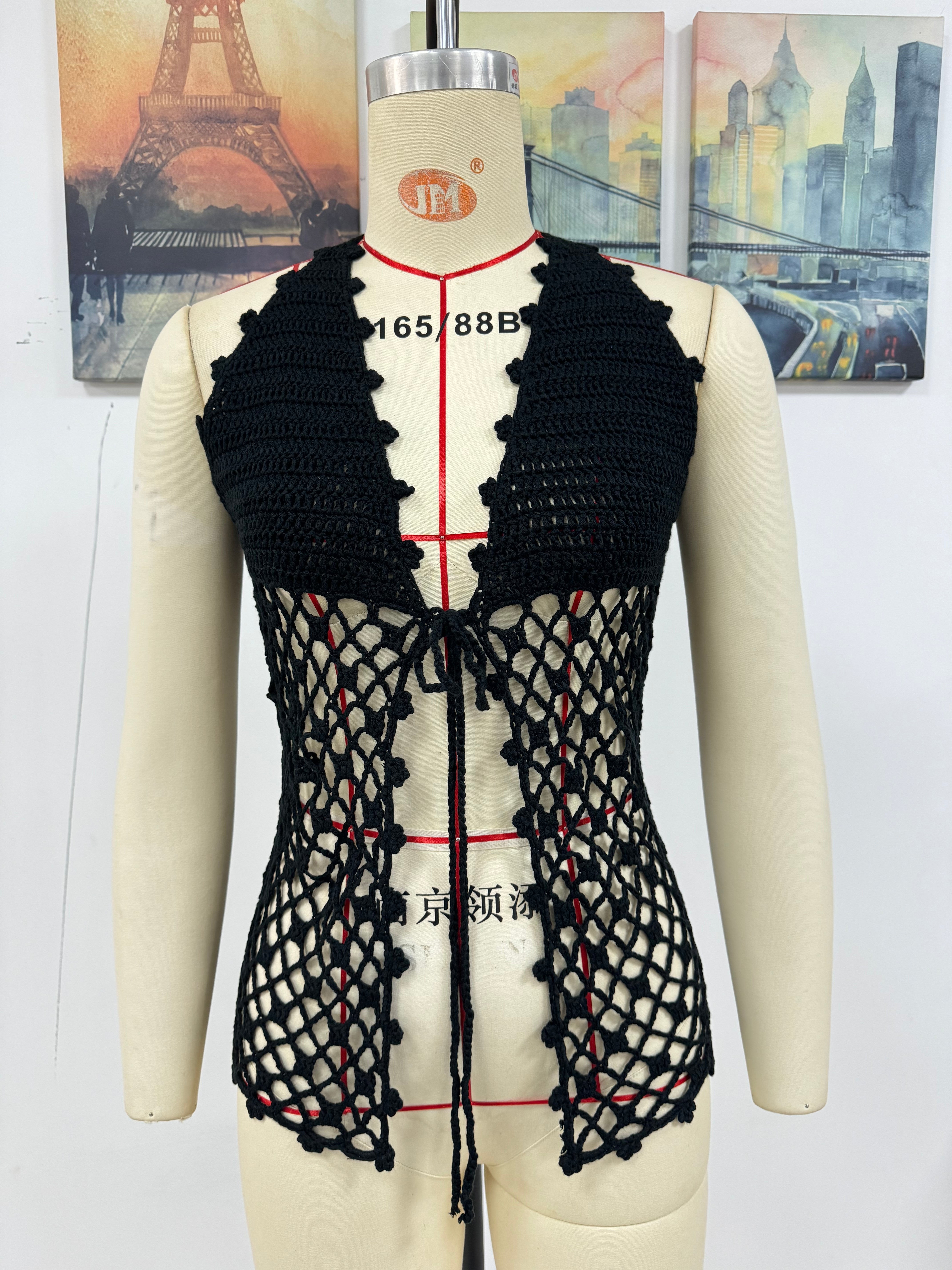 Spring Summer Hollow Out Cutout Beach Holiday Knitted Blouse Coat Beach Bella Mia