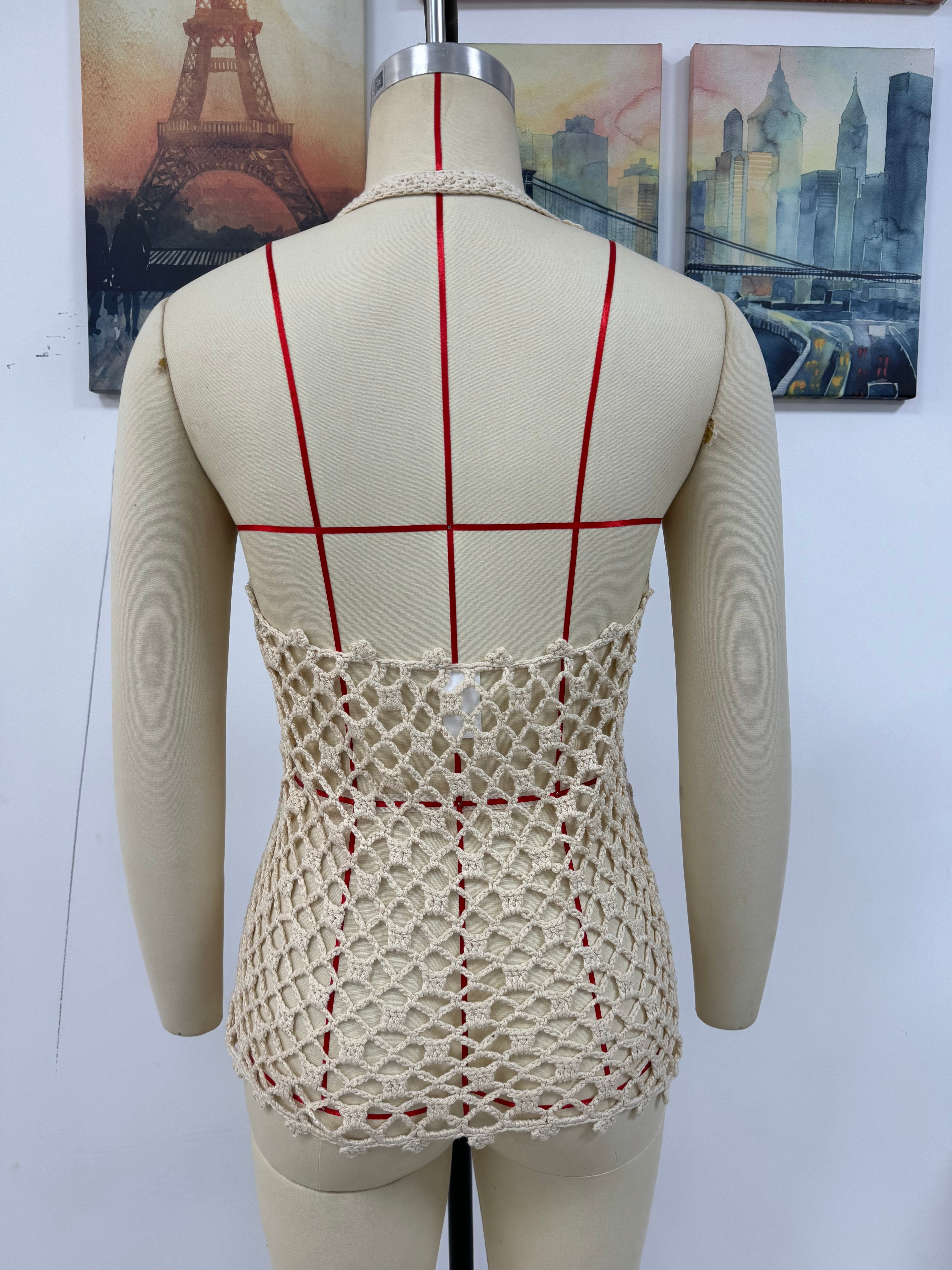 Spring Summer Hollow Out Cutout Beach Holiday Knitted Blouse Coat Beach Bella Mia