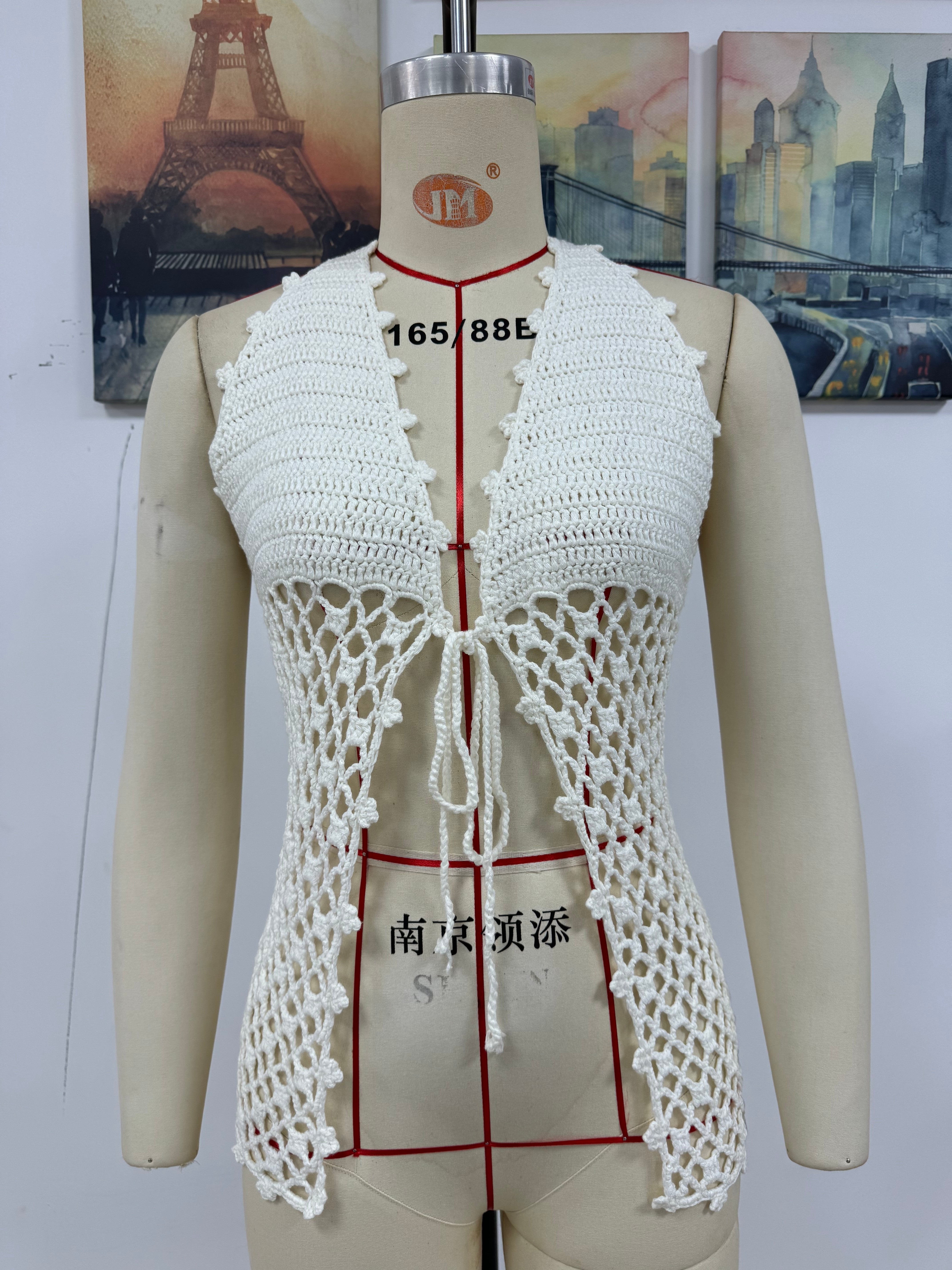 Spring Summer Hollow Out Cutout Beach Holiday Knitted Blouse Coat Beach Bella Mia