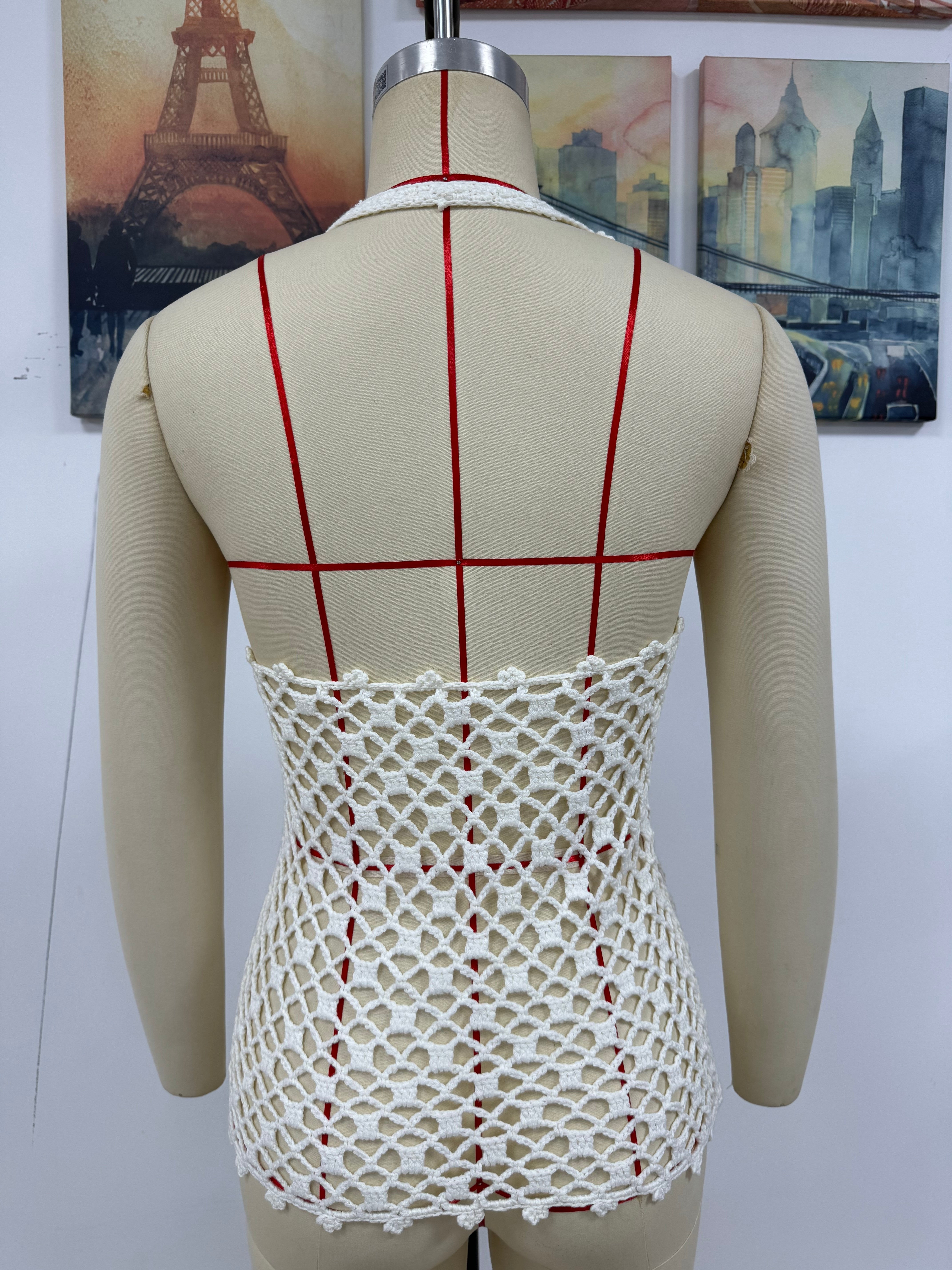 Spring Summer Hollow Out Cutout Beach Holiday Knitted Blouse Coat Beach Bella Mia