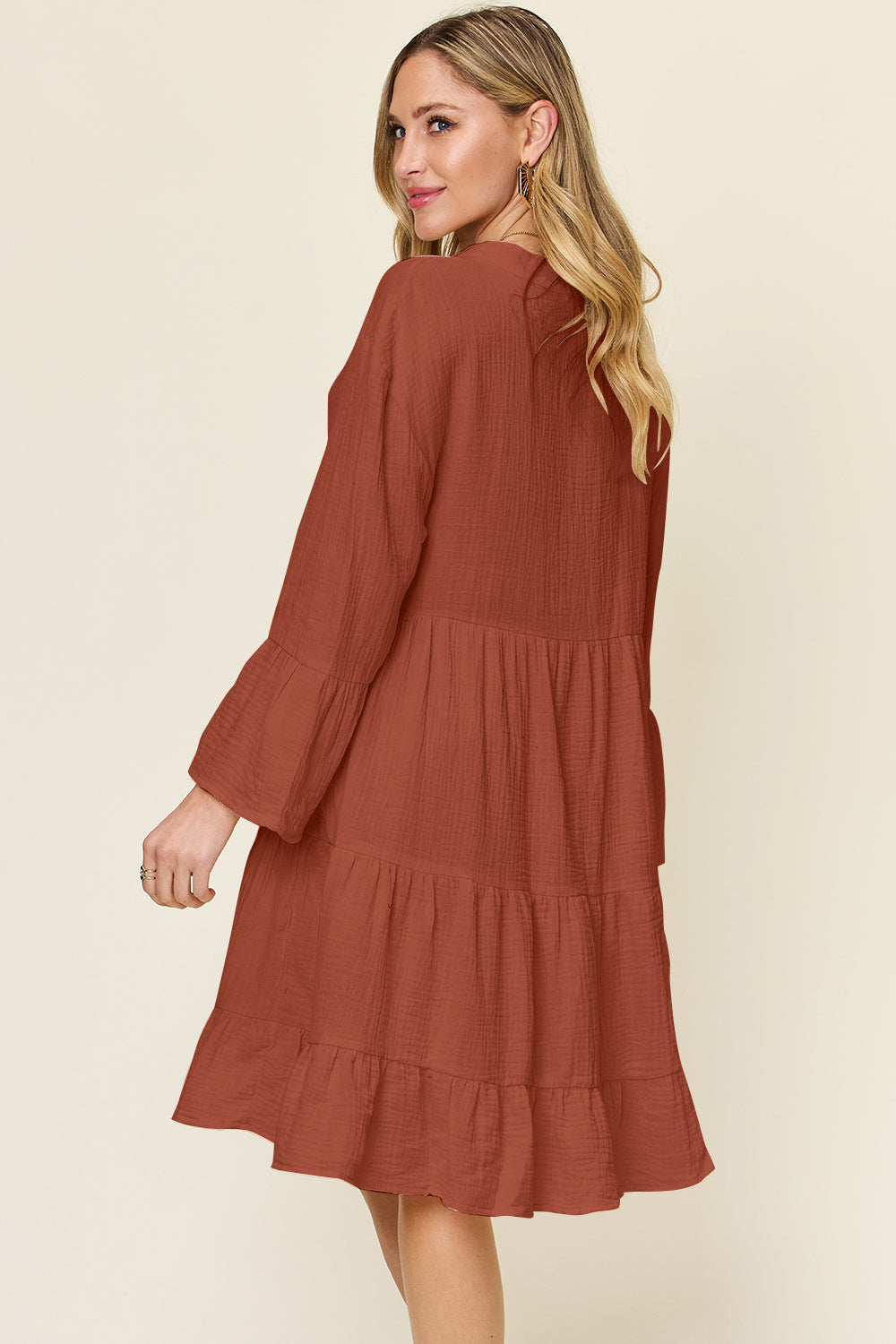 Double Take: Ruffle Hem Button-Up Dress