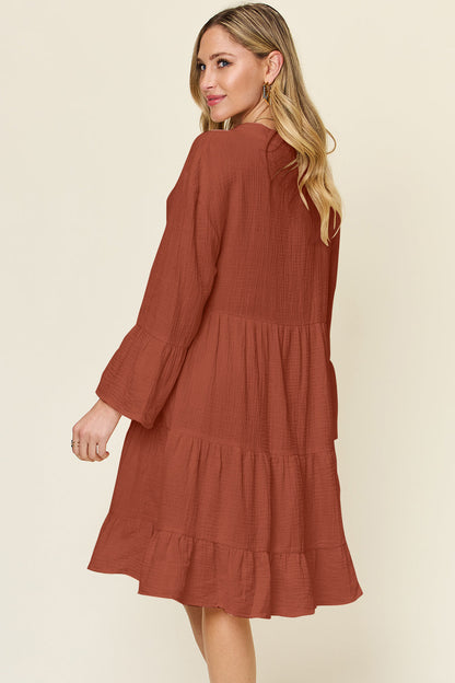 Double Take: Ruffle Hem Button-Up Dress