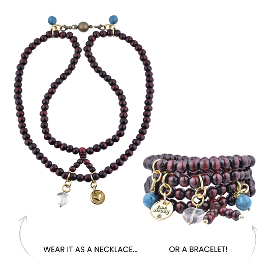 I Am Strong Heart Wood Boho Wrap Bracelet/Necklace Katia Designs