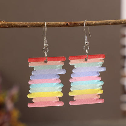 Acrylic Rainbow Dangle Earrings.