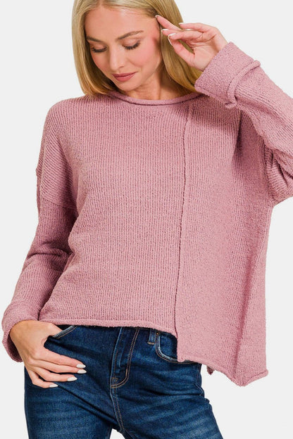 Asymmetrical chic drop shoulder sweater