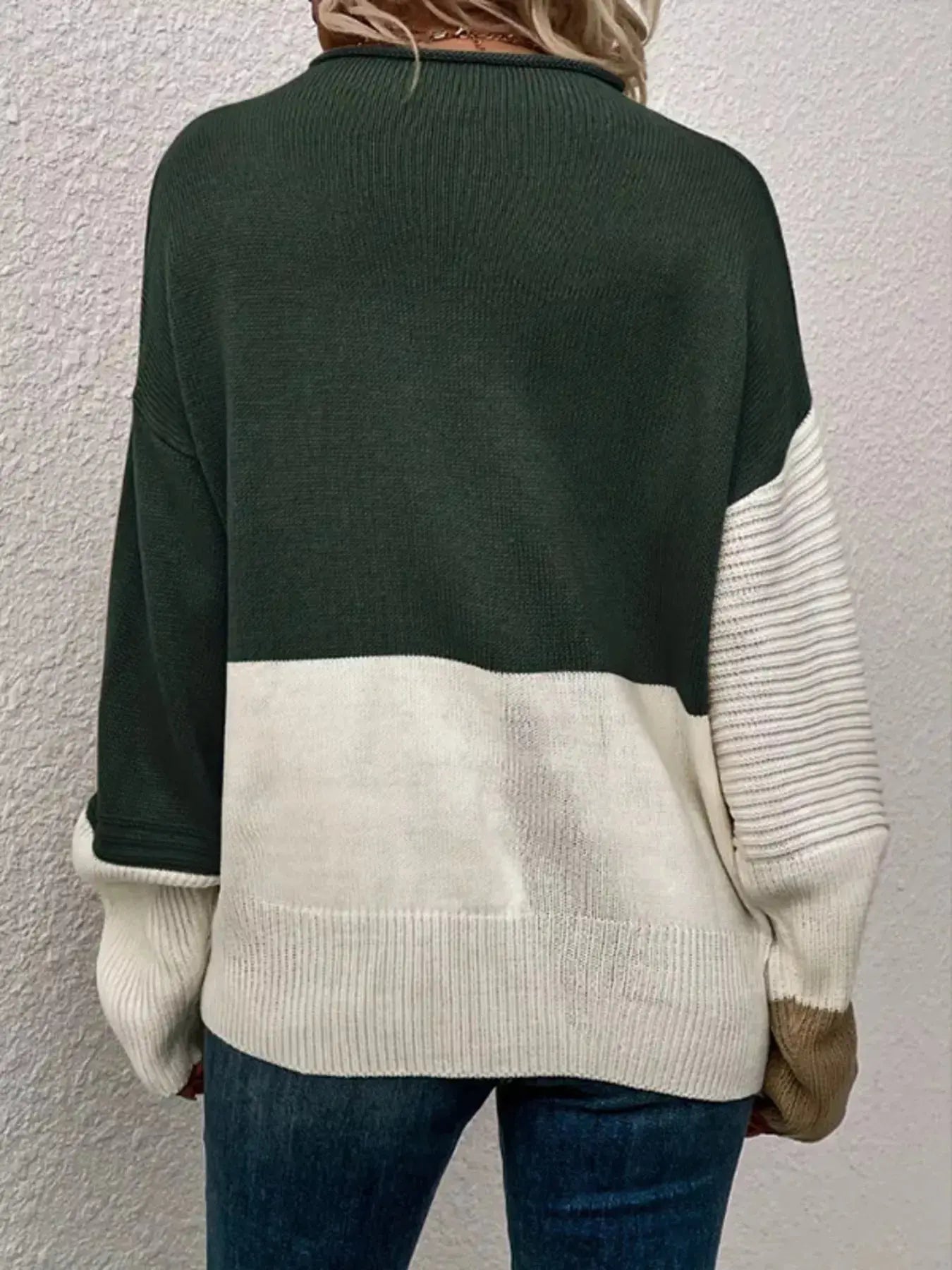Color Block Ribbed Knit Sweater Simply Love
