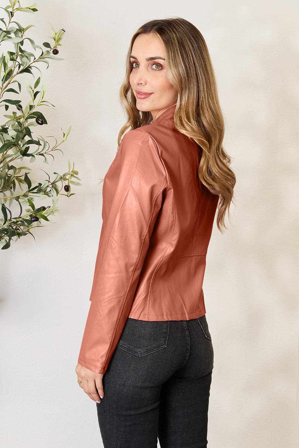 Chic mock neck zip-up jacket - Love Salve 