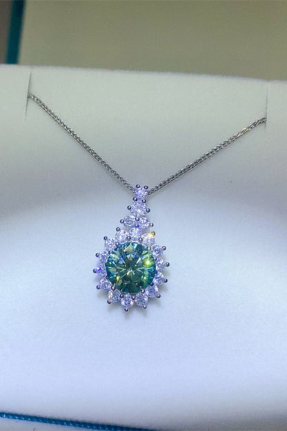 3 Carat Moissanite 925 Sterling Silver Pendant Necklace.