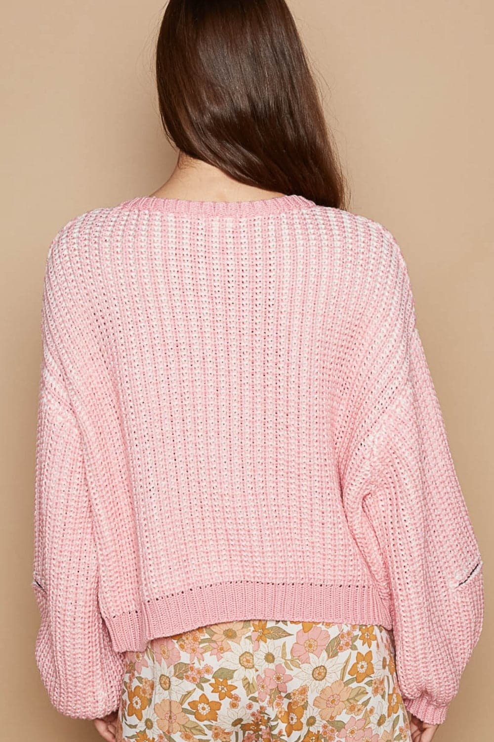 Charming heart patch sweater with trendy zipper sleeves