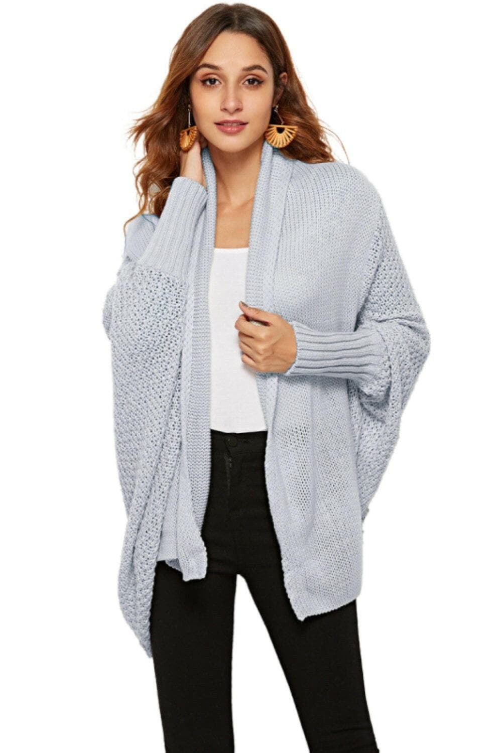 Open Front Batwing Sleeve Cardigan.