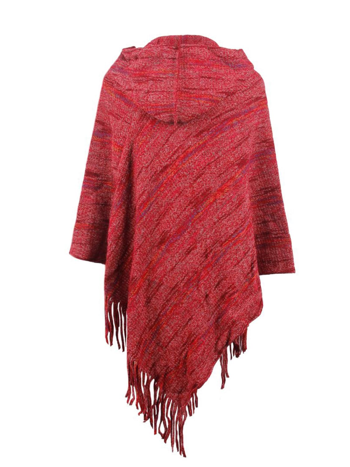 Fringe Hem Hooded Poncho.