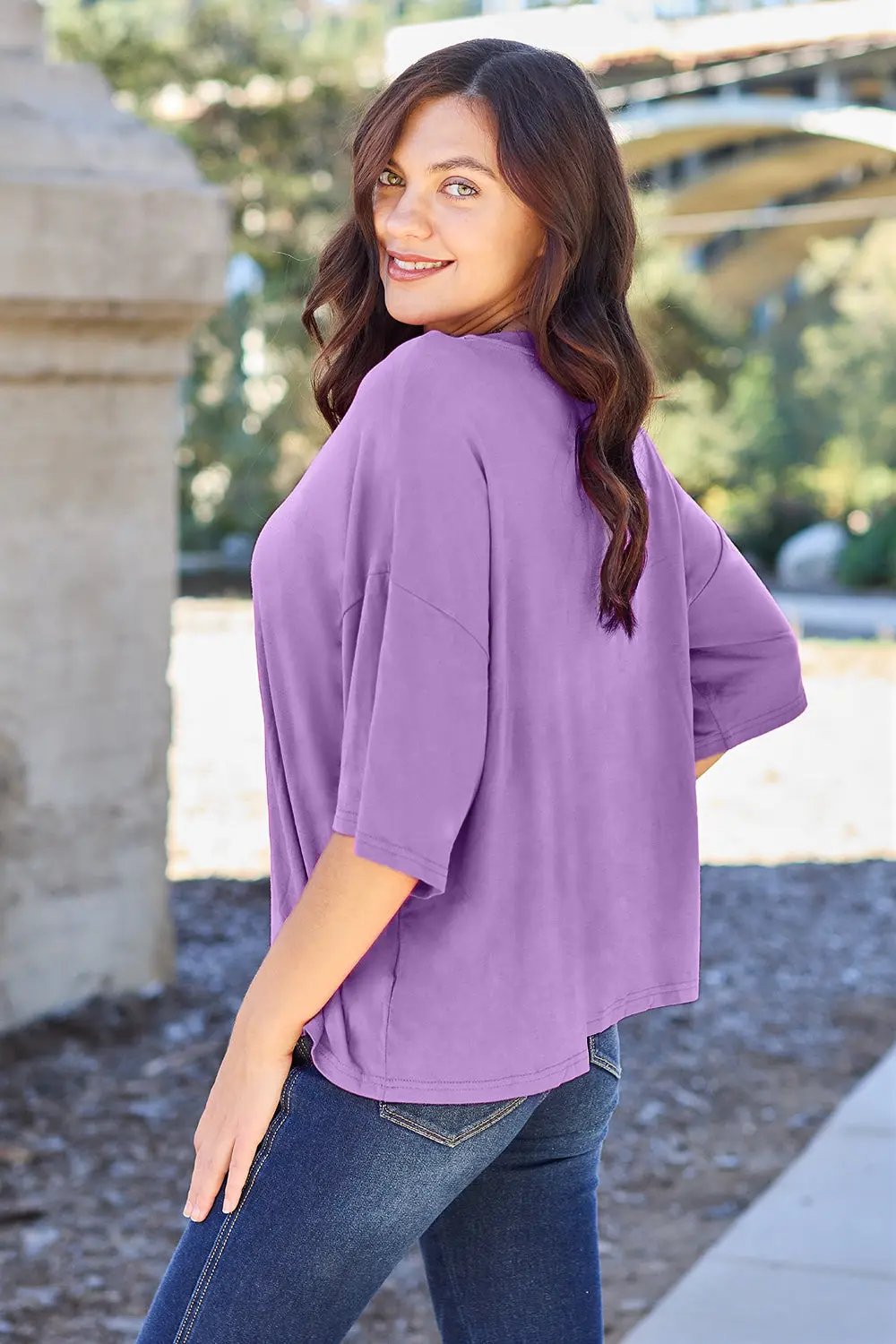 Basic Bae Bamboo Full Size Round Neck Drop Shoulder T-Shirt - Love Salve