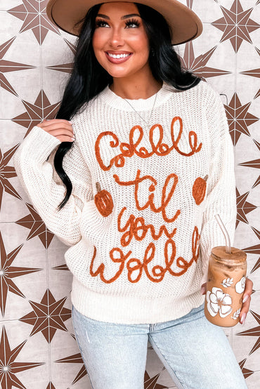 Festive Fun Pop-Up Crochet Plus Size Sweater in White