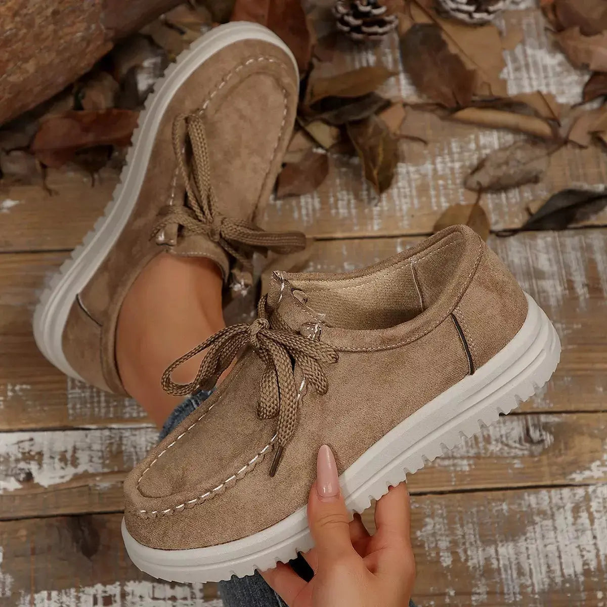 Lace-Up Round Toe Loafers Simply Love