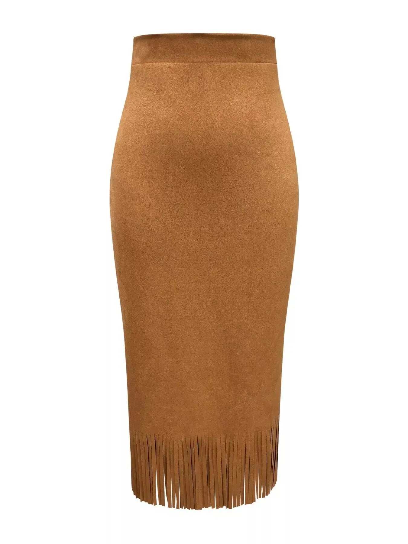 Suede Fringe Midi Skirt Simply Love