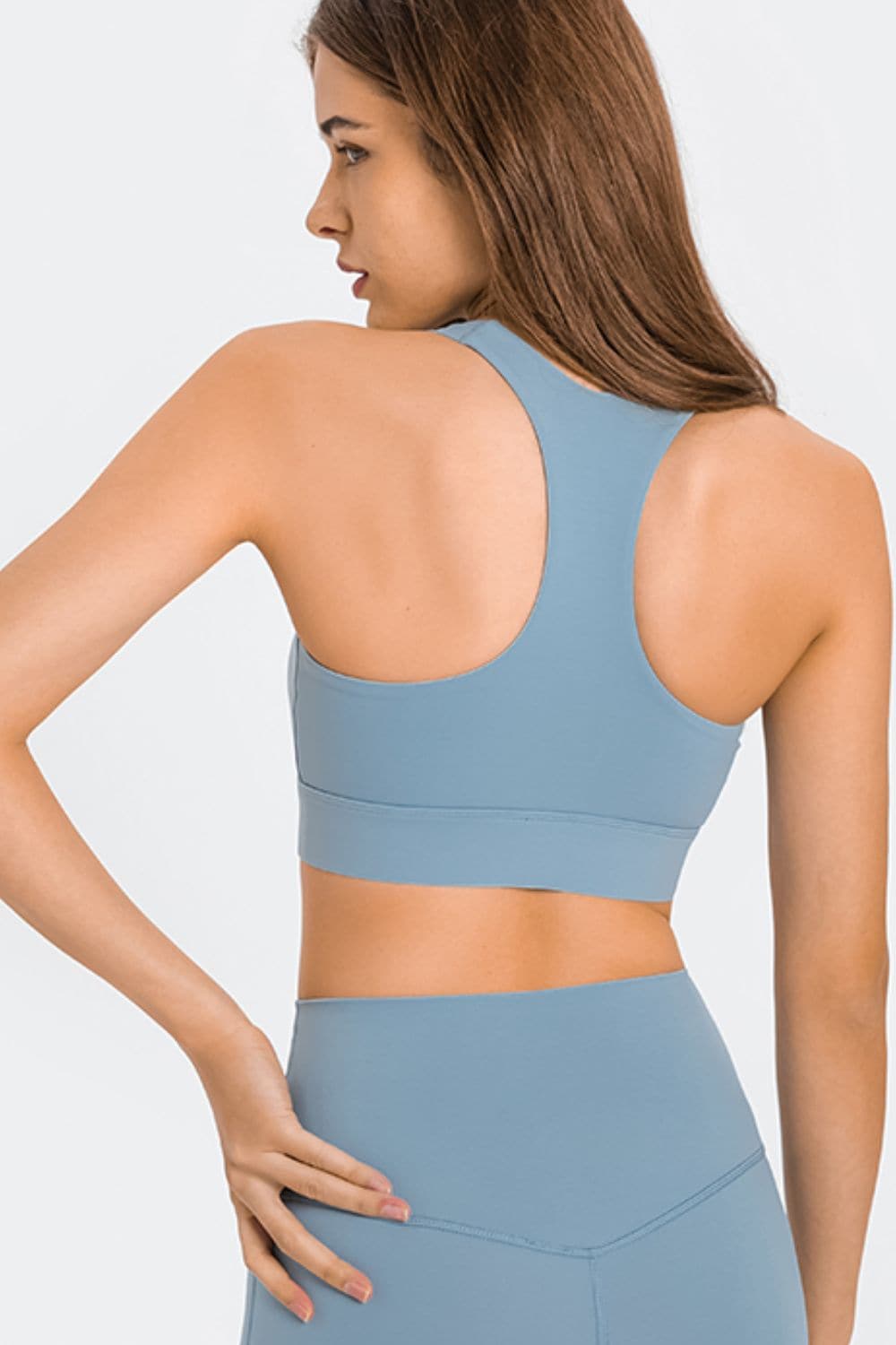 Zip Up Racerback Sports Bra.