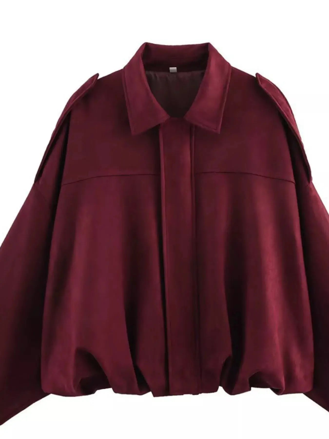 Collared Neck Dropped Shoulder Jacket Simply Love