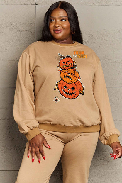 Simply Love Full Size TRICK OR TREAT Graphic Sweatshirt.