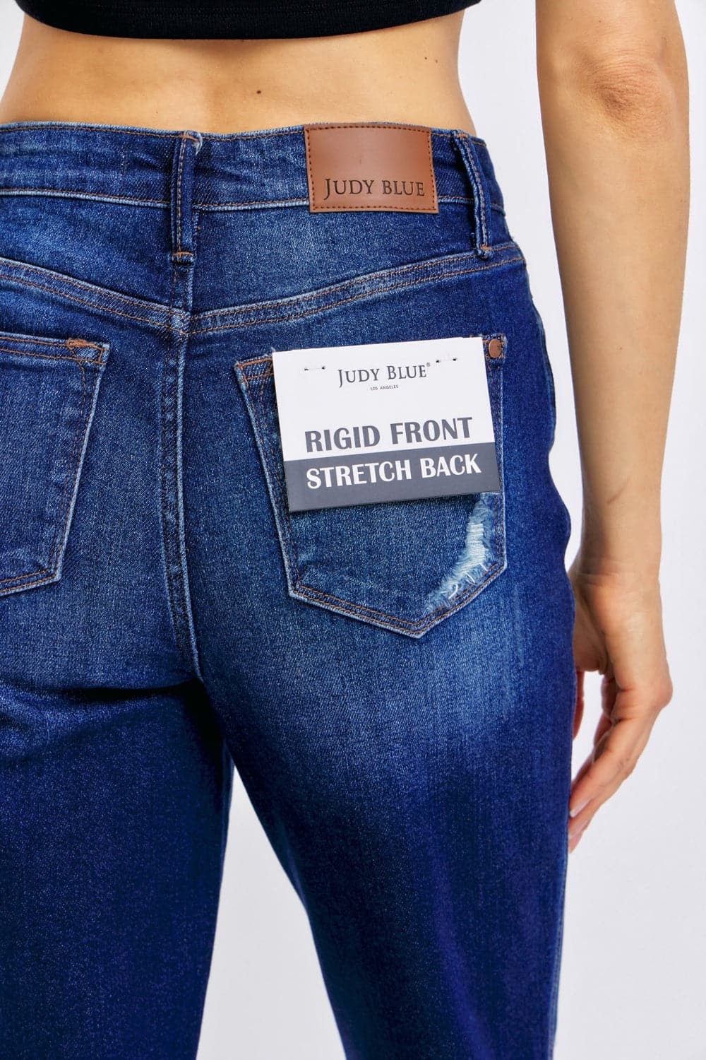 Judy Blue Full Size High Waist Rigid Magic Heavy Destroy Straight Jeans.