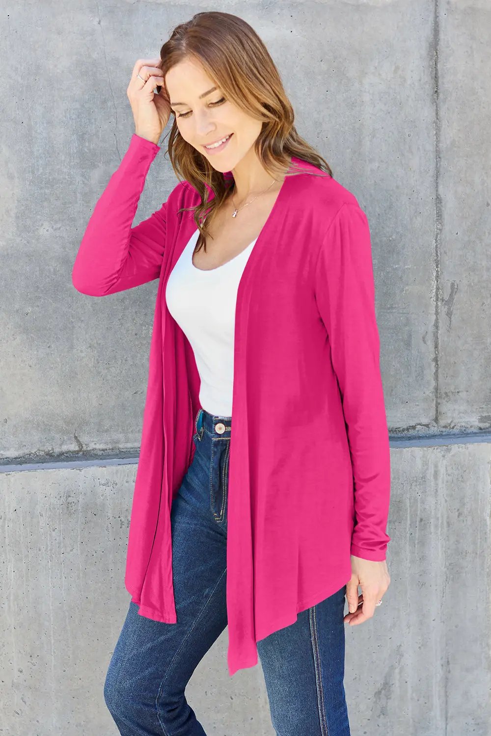Basic Bae Full Size Open Front Long Sleeve Cardigan - Love Salve