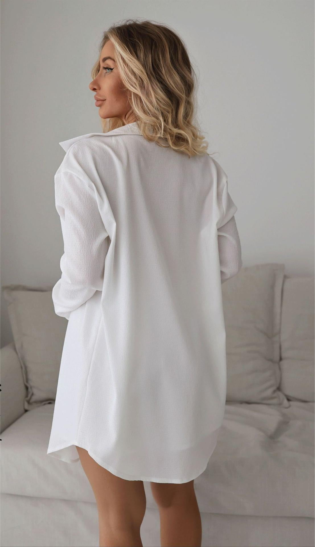 Beach Cover Up Solid Color Long Sleeved Shirt Two Piece Set Hawaiian Seaside Vacation Swimsuit Blouse Bella Mia