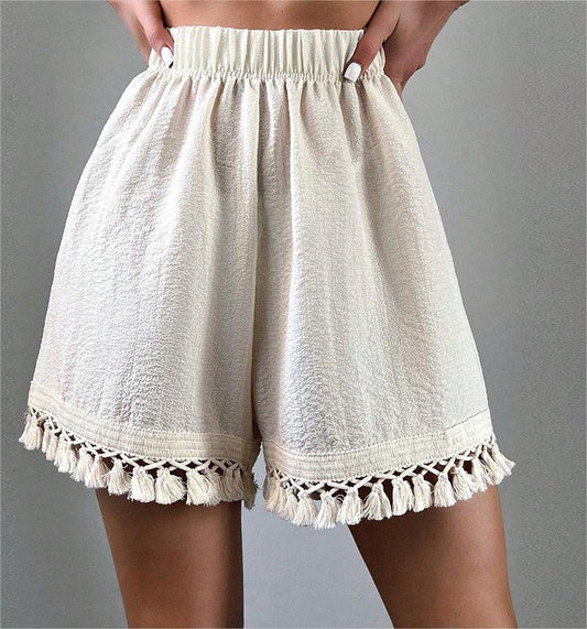 Beach Pants Lace Stitching Elastic Waistband Shorts Sexy Sexy Solid Color Beach Swim Trunks Bella Mia