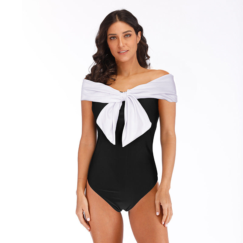 Solid Color Sexy Bandeau One Shoulder Sunscreen Beach Dress One Piece Ladies Two Piece Set Swimsuit Bella Mia