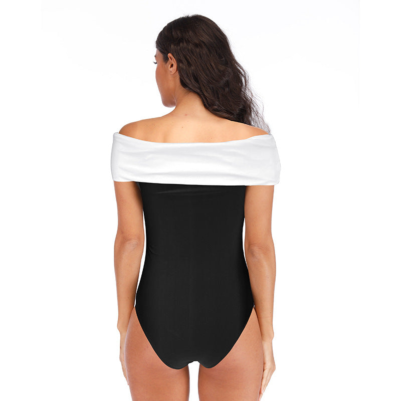 Solid Color Sexy Bandeau One Shoulder Sunscreen Beach Dress One Piece Ladies Two Piece Set Swimsuit Bella Mia